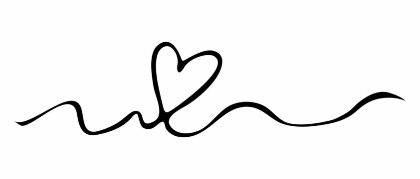 Contour heart line art. Simple vector drawn heart.