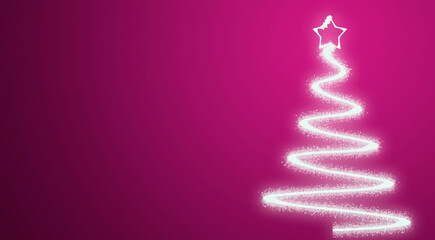 Fondo rosa de navidad con árbol de de navidad brillante. 