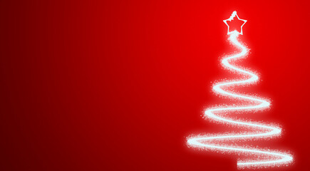 Fondo rojo de navidad con árbol de de navidad brillante. 