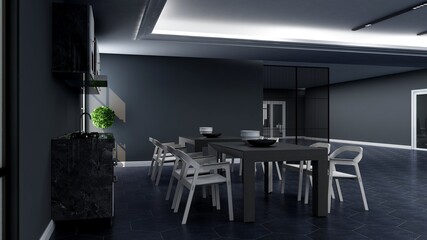 Fototapeta premium office pantry area 3d render interior design