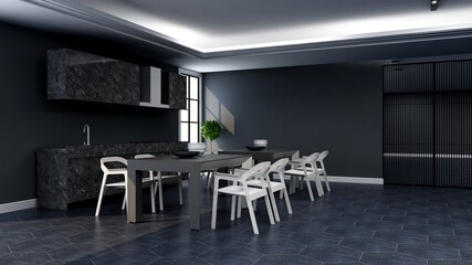 office pantry area 3d render interior design