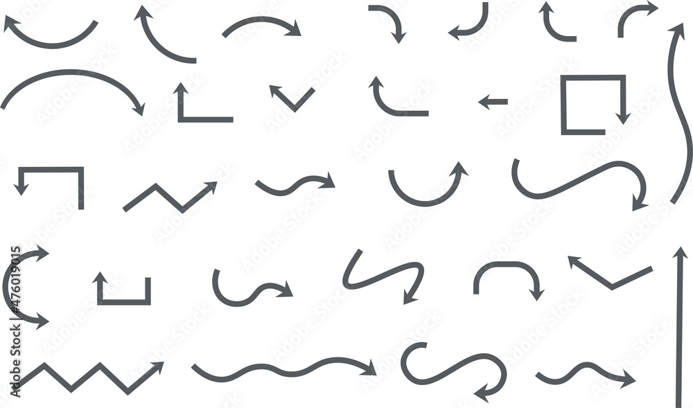 Aufkleber arrows icons set. a collection of black cursors of various shapes. pointer down, up, left to right. 