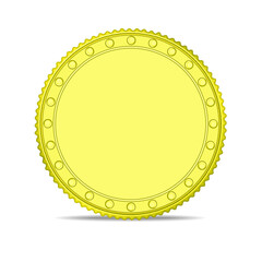 Empty golden coin or medal isolated on a white background
