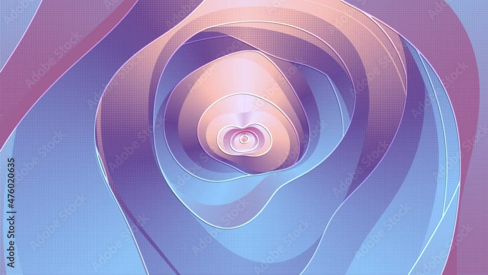 Poster Wavy moving colorful tunnel with glossy surface. 3d rendering loop animation 4K