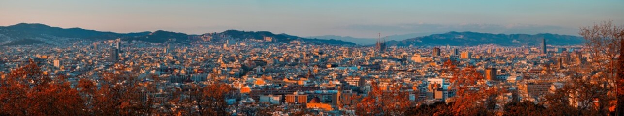 Fototapeta na wymiar Panoramic view of Barcelona from the height