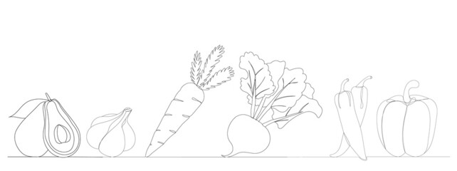 one continuous line drawing vegetables