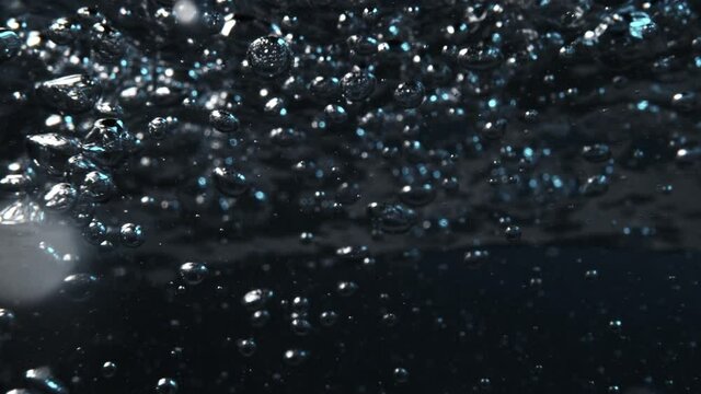 Super Slow Motion Macro Shot of Air Bubbles Flowing in Water at 1000 fps,