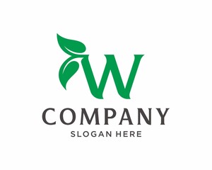 Fototapeta premium Letter W leaf logo