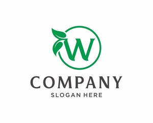 Fototapeta premium Letter W leaf logo