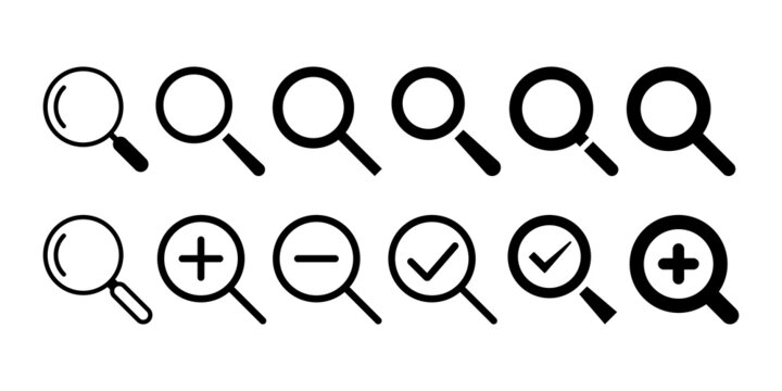 検索 ルーペ 虫眼鏡のベクターアイコンイラスト白黒 Stock Vector Adobe Stock