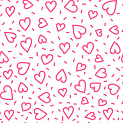 Seamless heart pattern. Repetitive hand draw illustration.