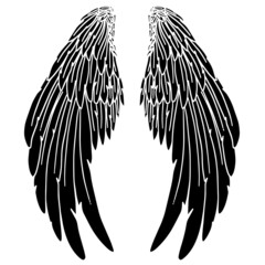 Black Angel Bird Feather Wings Illustration Vector