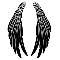 Black Angel Bird Feather Wings Illustration Vector