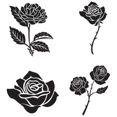 Black Rose Flower Logo Illustration Tattoo Style