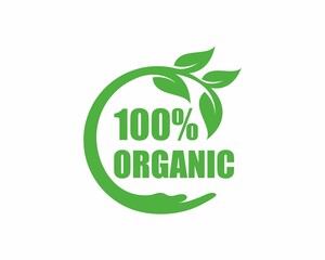 100% organic label sticker badge Vector