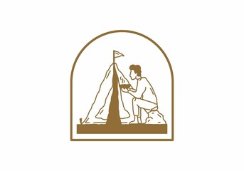 Simple and alone camping illustration