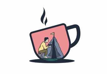 Simple and alone camping illustration