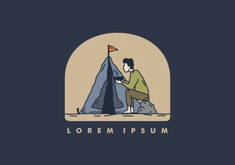 Simple and alone camping illustration