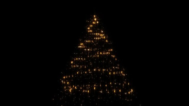 3d golden stars christmas tree loop animation,golden spiral tree,glitter and shiny stars,new year and christmas element,dark background