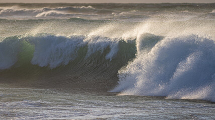 Winter storm hitting the beach with harsh winds and large waves- Israel