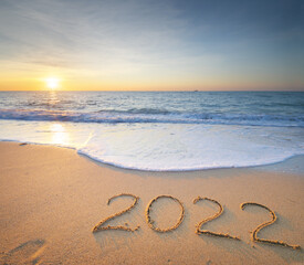 2022 year on the sea shore.