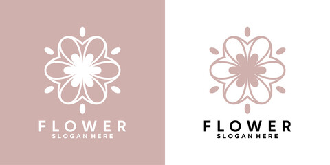flower combine decoration logo design with style and creative concept