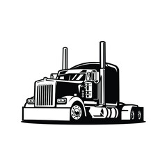 Semi truck 18 wheeler silhouette vector isolated in white background. Best for trucking and freight related industry © bonky