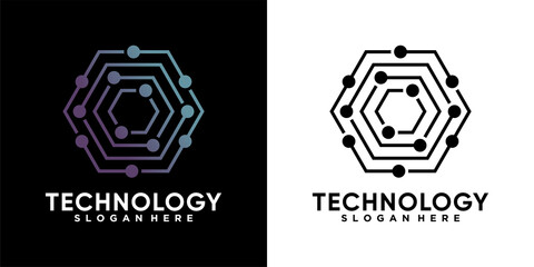 technology logo design with style and creative concept