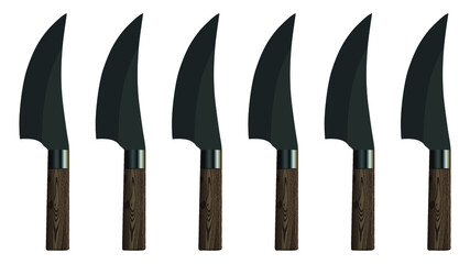 set of Large sharp cleaver knife isolated on white background, cleaver knives, chef knife