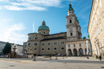 Early morning at the Residenz Square in Salzburg