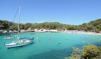 Fototapeta na wymiar Menorca is one of the Spanish Balearic Islands in the Mediterranean Sea. It is known for the rocky and turquoise beaches and bays called 