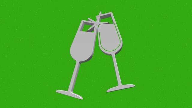 Clinking glasses for the holidays on a green background 3d