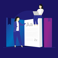 A - Z glossary book concept, Modern vocabulary and dictionary idea, studying online English language