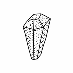 Hand drawn crystal in doodle style. Isolated on white vector illustration.