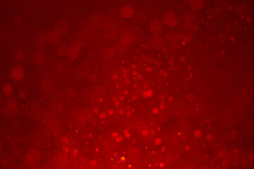 Red glitter vintage lights background. White bokeh on red background. Red heart boked - obrazy, fototapety, plakaty