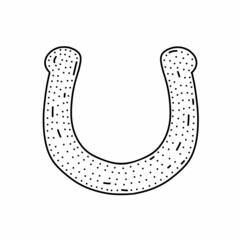 Hand drawn horseshoe in doodle style. Isolated on white vector illustration.
