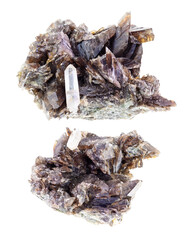 set of Axinite crystals cutout on white