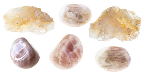 set of belomorite stones cutout on white