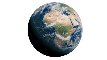 Planet Earth with clouds. White Background. Africa and part of Asia and Europe. Elements of this...