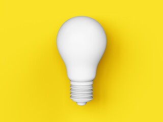 3D Rendering Blank Light Bulb isolated on yellow background