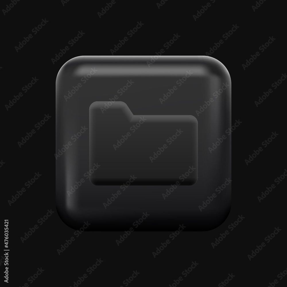 Poster simple black folder icon. 3d file manager button. vector illustration