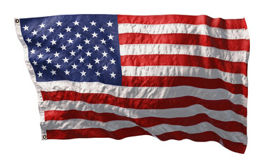 Fototapeta premium American flag waving in the wind isolated on white background. 3D