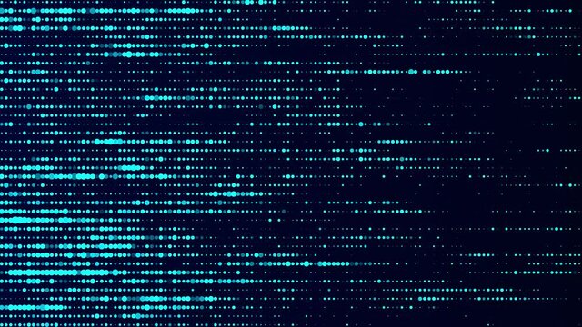 Futuristic blue dots background. Abstract glitch background. Corrupted binary code. Technology of many glowing particles. Artificial intelligence. Big data visualization. 3d rendering.