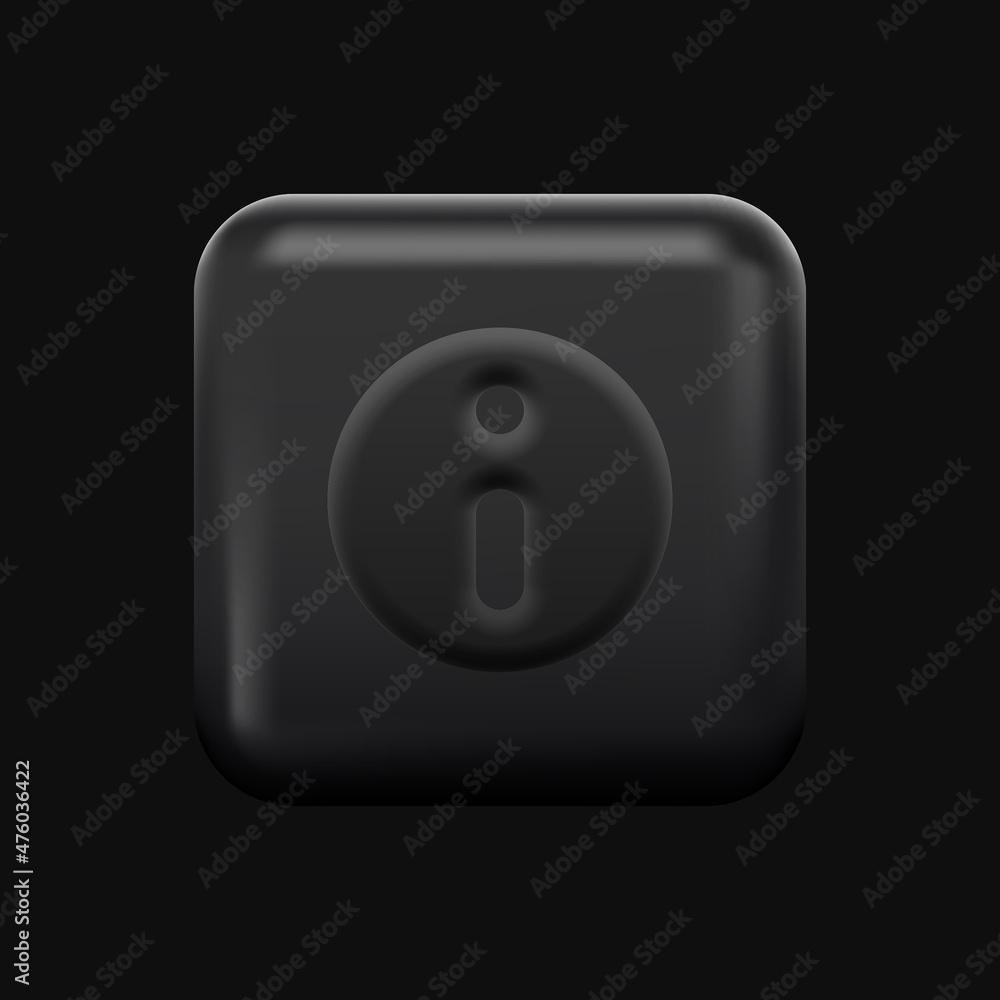Poster additional information 3d icon. black squared design element. vector illustration