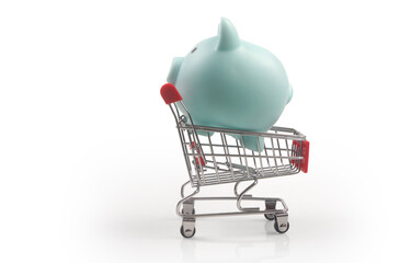 Toy shopping cart and Piggy bank