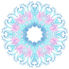 Mandala. Vector ornamental design element, ethnic art, patterned Indian paisley. Hand drawn illustration. Invitation element. Tattoo, astrology, alchemy, boho and magic symbol.