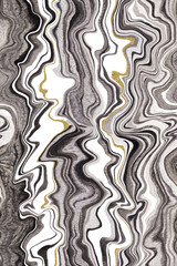 Seamless pattern marble white with black gold veins watercolor