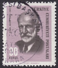 Portrait of Kamil Akdik (1862-1941) - calligrapher, stamp Turkey 1966