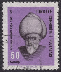Portrait of Sokullu Mehmet Pasha - statesman of the Ottoman Empire, stamp Turkey 1967