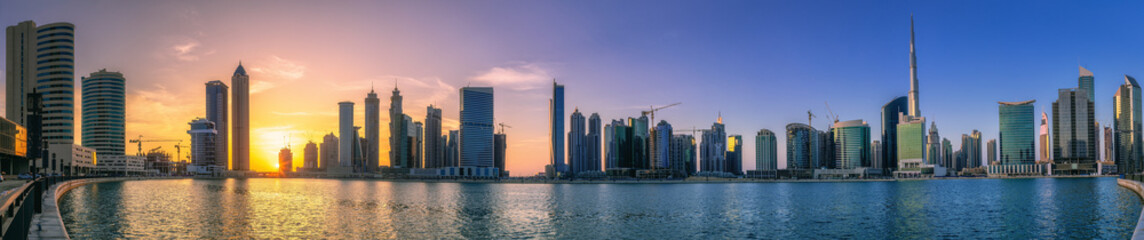 Cityscape of Dubai and panoramic view of Business bay, UAE